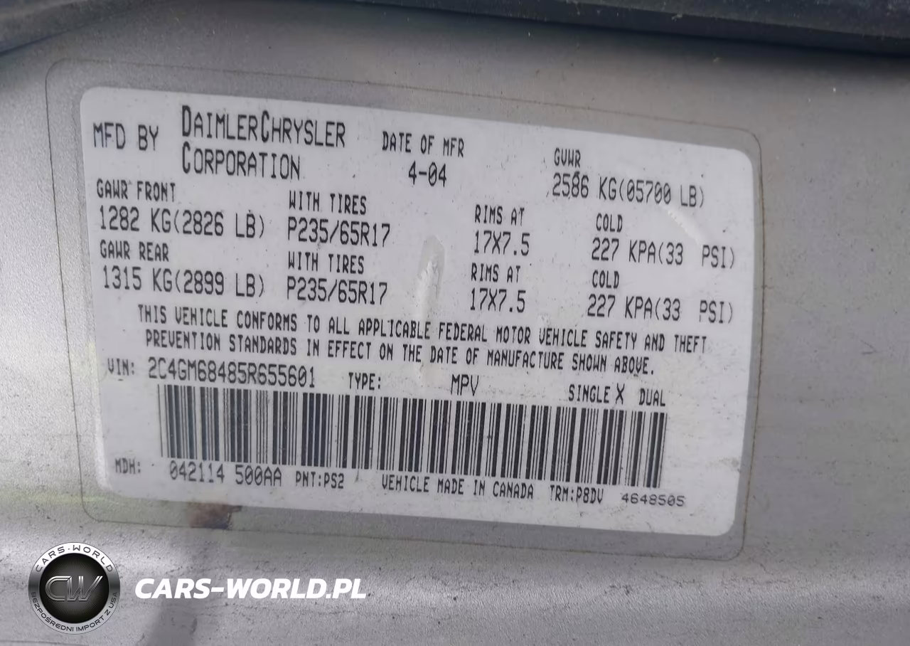 2005 Chrysler Pacifica Touring VIN:2C4GM68485R655601 - 9