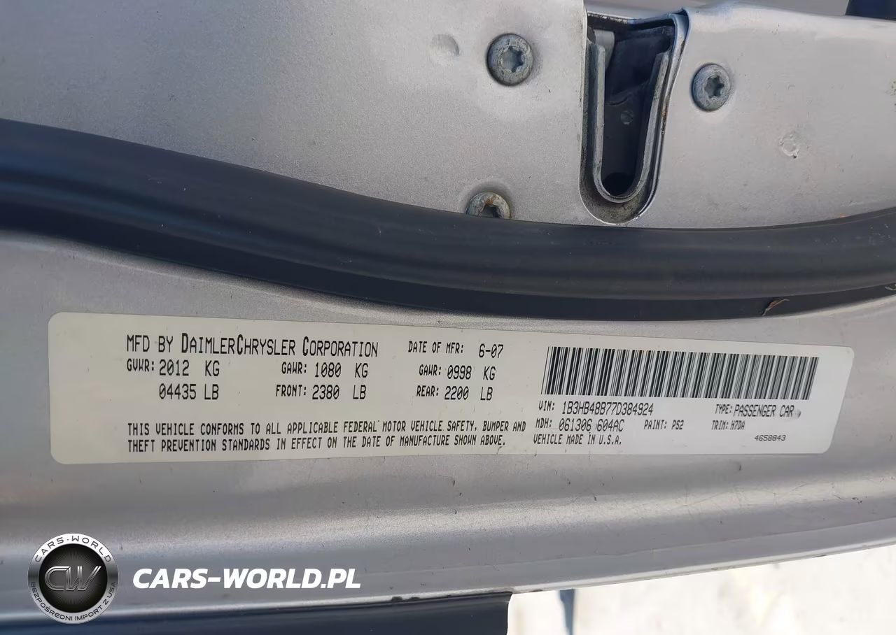 2007 Dodge Caliber Sxt VIN:1B3HB48B77D384924 - 9