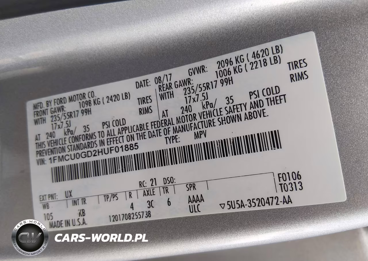 2017 Ford Escape Se VIN:1FMCU0GD2HUF01885 - 9