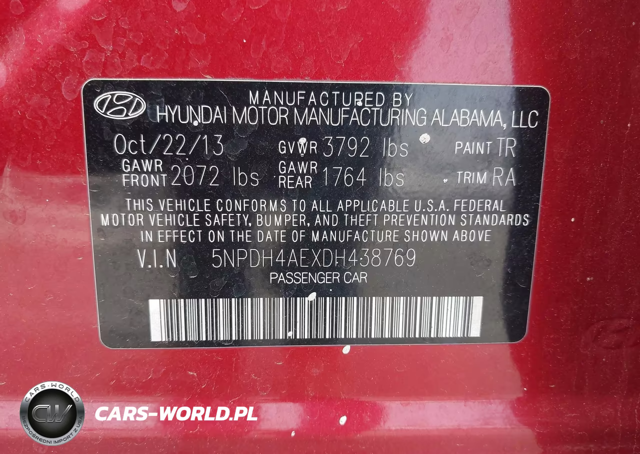 2013 Hyundai Elantra Gls VIN:5NPDH4AEXDH438769 - 9
