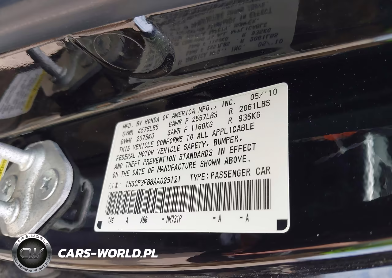 2010 Honda Accord 3.5 Ex-L VIN:1HGCP3F88AA025121 - 9