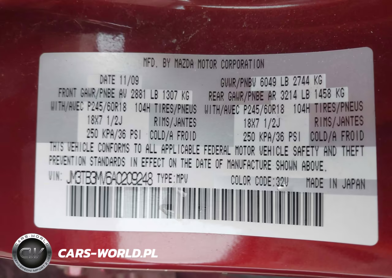 2010 Mazda Cx-9 Touring VIN:JM3TB3MV6A0209248 - 9