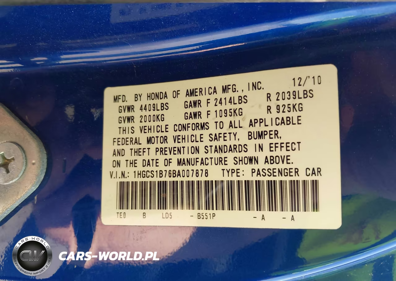 2011 Honda Accord 2.4 Ex VIN:1HGCS1B76BA007878 - 9