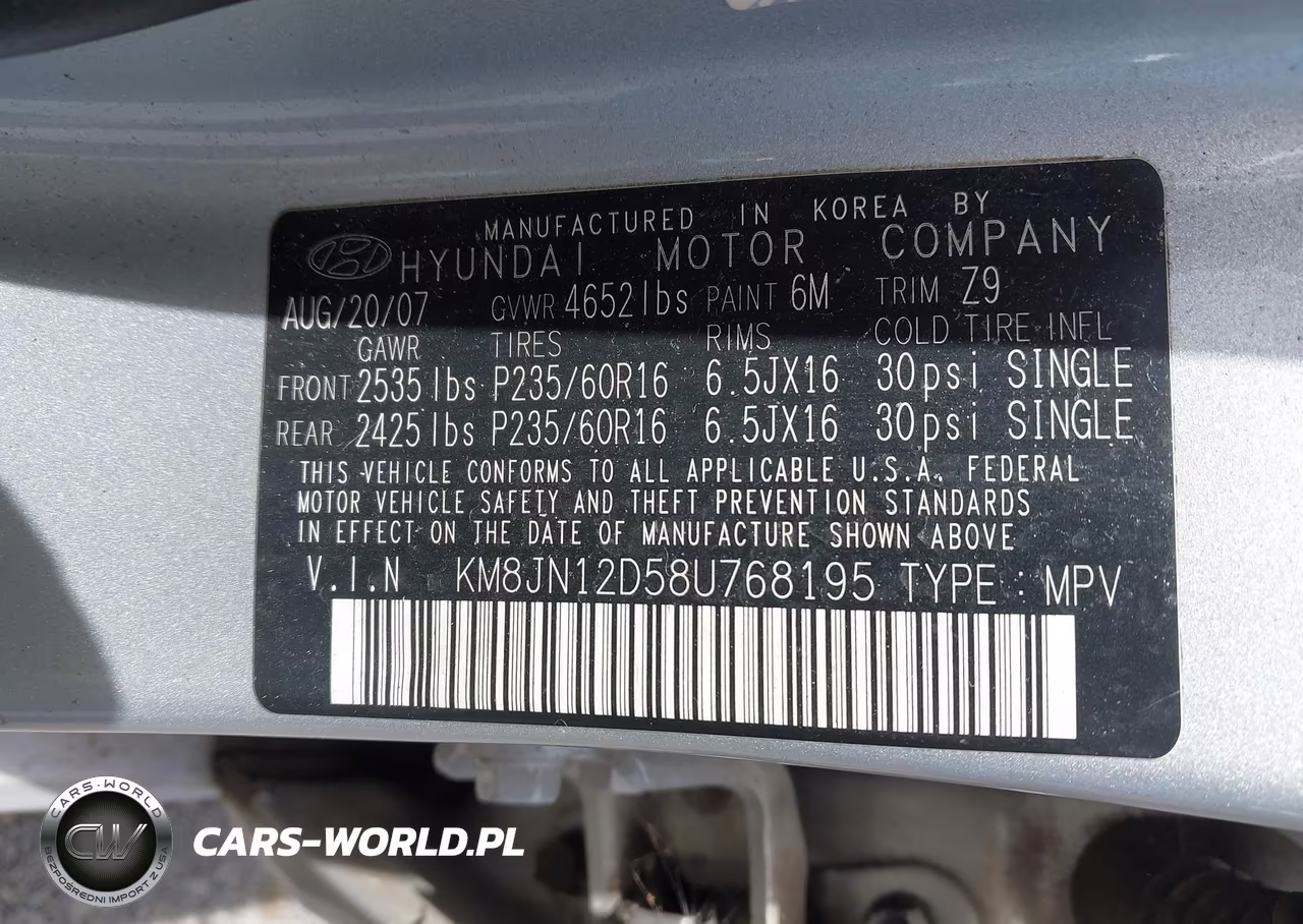 2008 Hyundai Tucson Limited V6-Se VIN:KM8JN12D58U768195 - 9