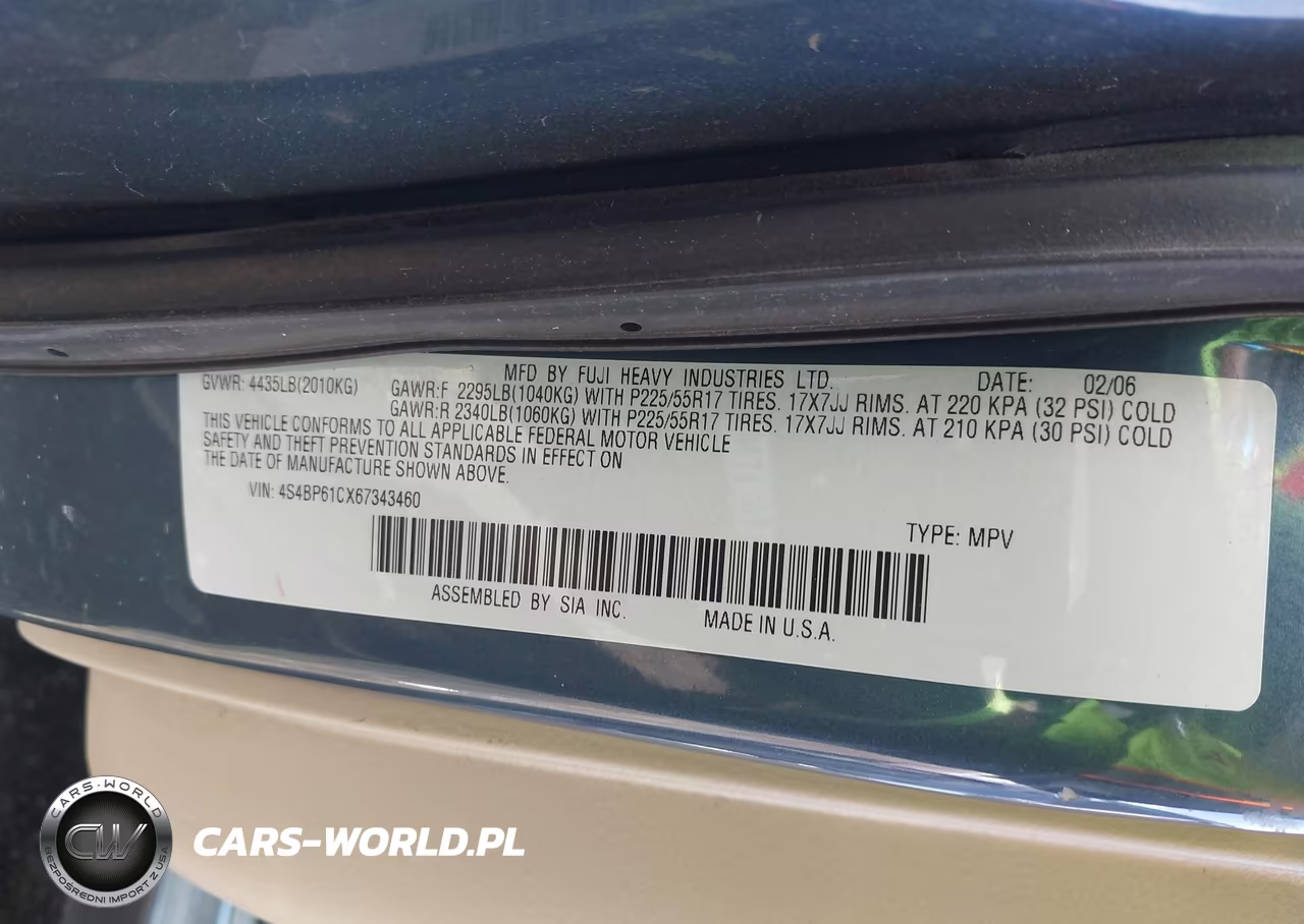 2006 Subaru Outback 2.5I VIN:4S4BP61CX67343460 - 9