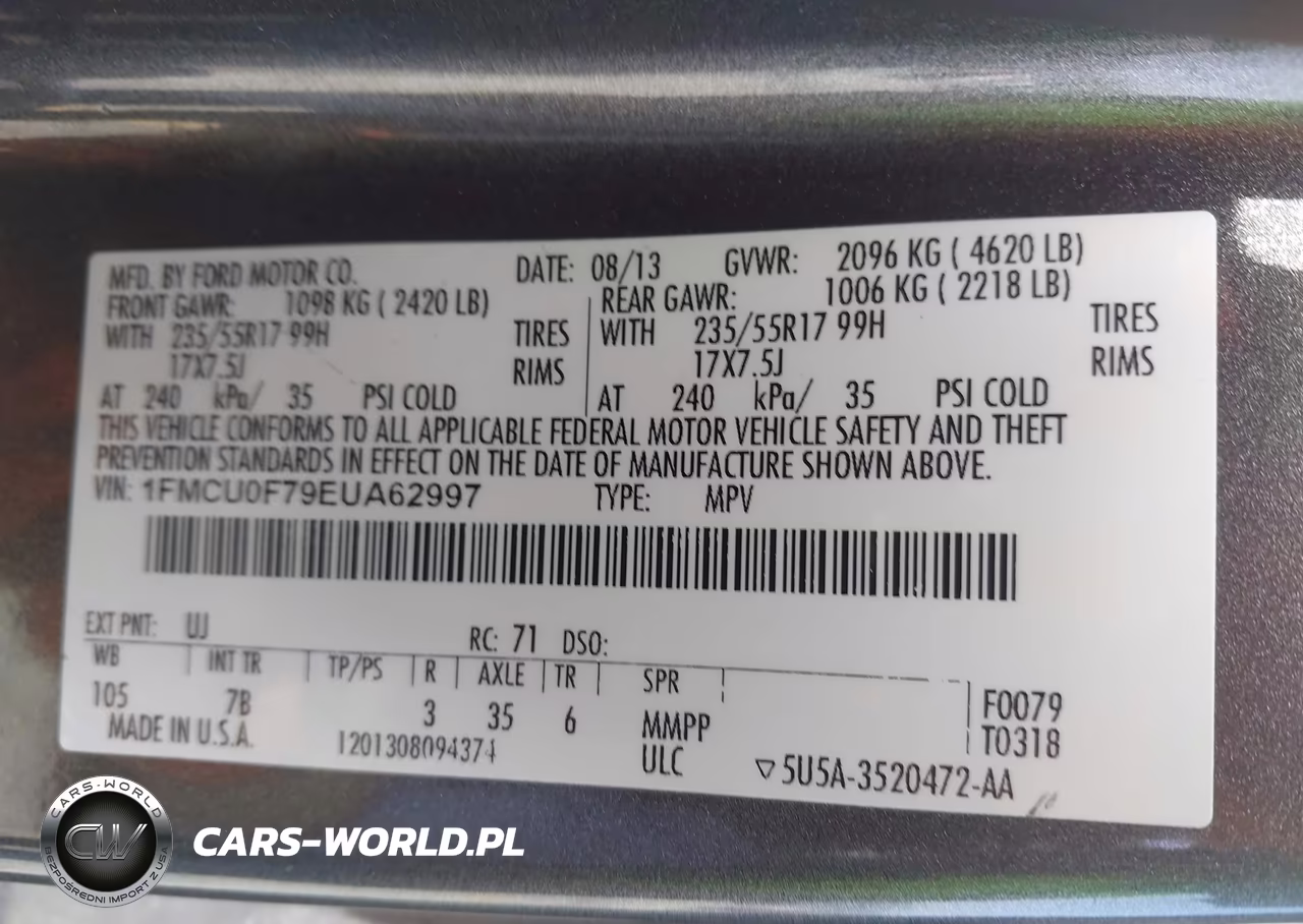 2014 Ford Escape S VIN:1FMCU0F79EUA62997 - 9