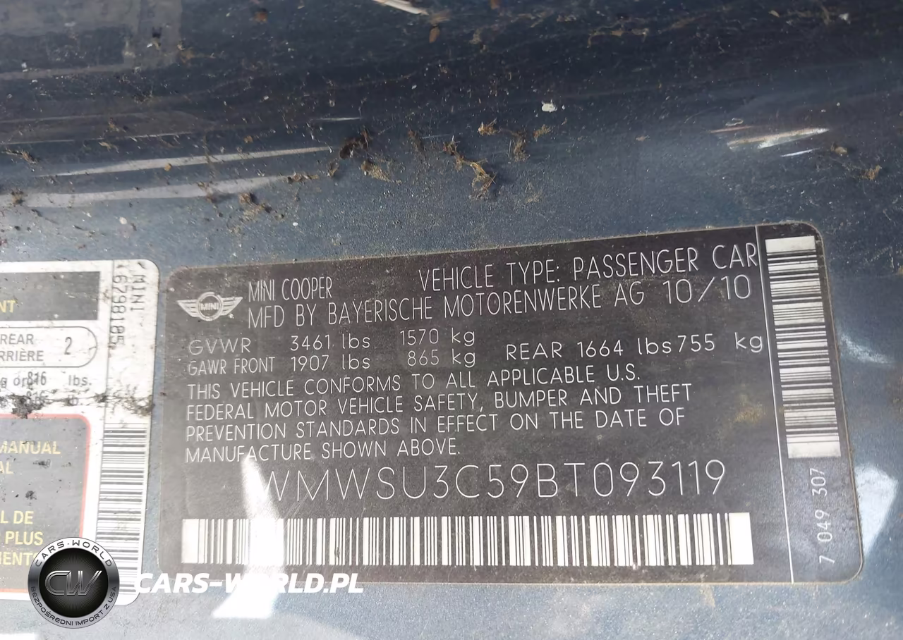 2011 Mini Cooper VIN:WMWSU3C59BT093119 - 9