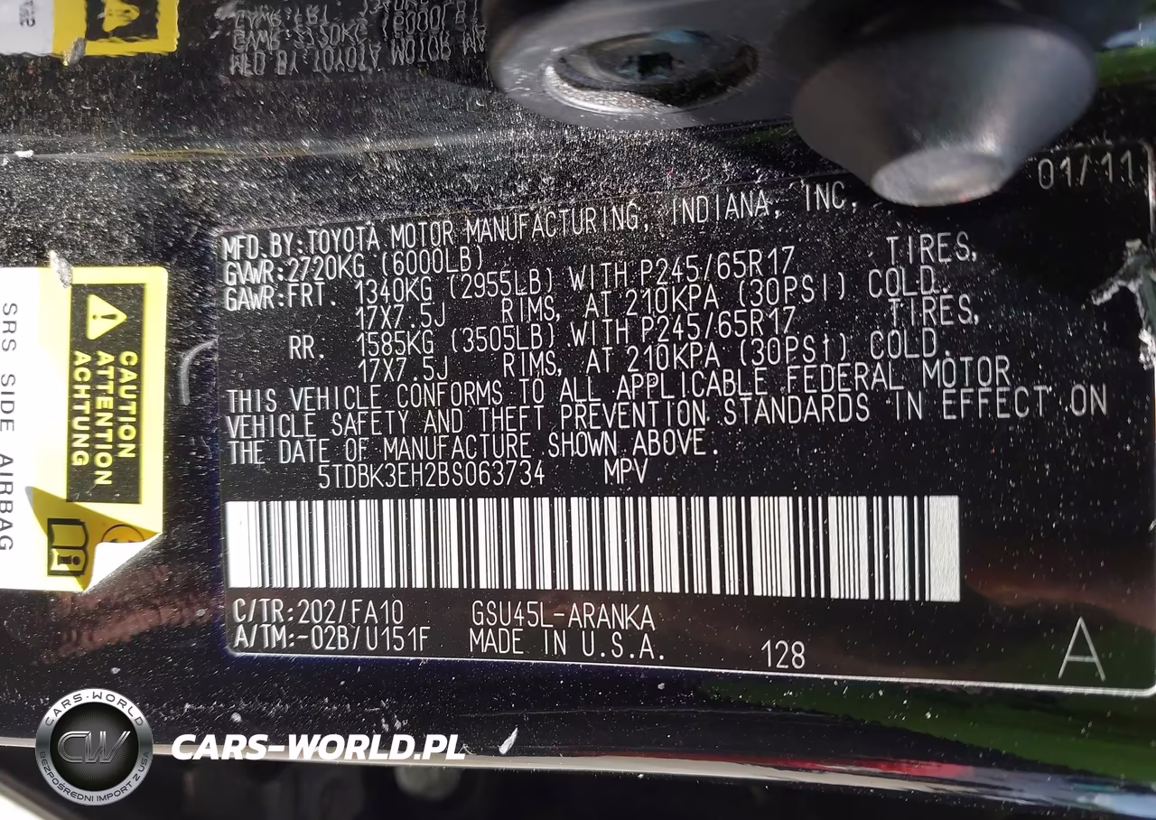 2011 Toyota Highlander Base V6 VIN:5TDBK3EH2BS063734 - 9
