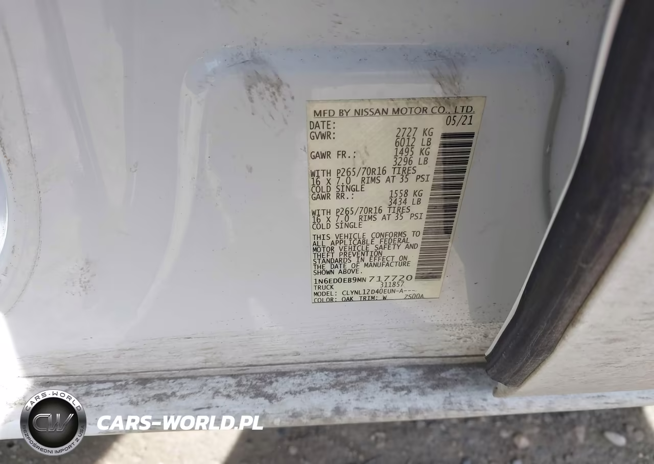 2021 Nissan Frontier S 4X4 VIN:1N6ED0EB9MN717720 - 9