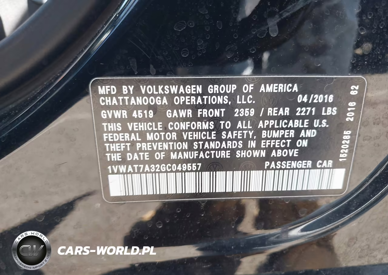 2016 Volkswagen Passat 1.8T S VIN:1VWAT7A32GC049557 - 9