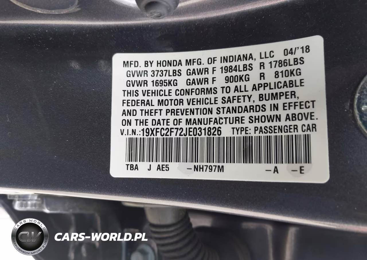 2018 Honda Civic Ex VIN:19XFC2F72JE031826 - 9