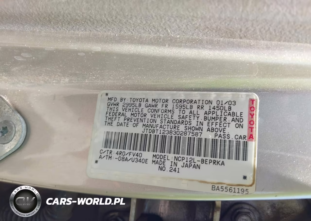 2003 Toyota Echo VIN:JTDBT123830287587 - 9