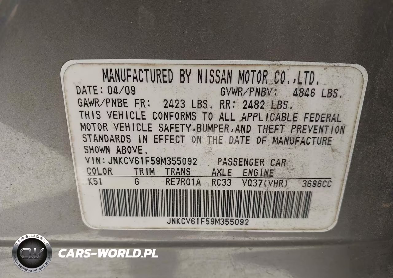 2009 Infiniti G37X VIN:JNKCV61F59M355092 - 9