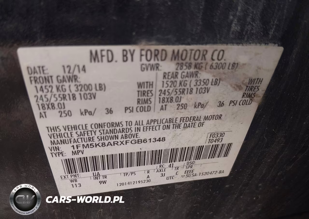 2015 Ford Utility Police Interceptor VIN:1FM5K8ARXFGB61348 - 9