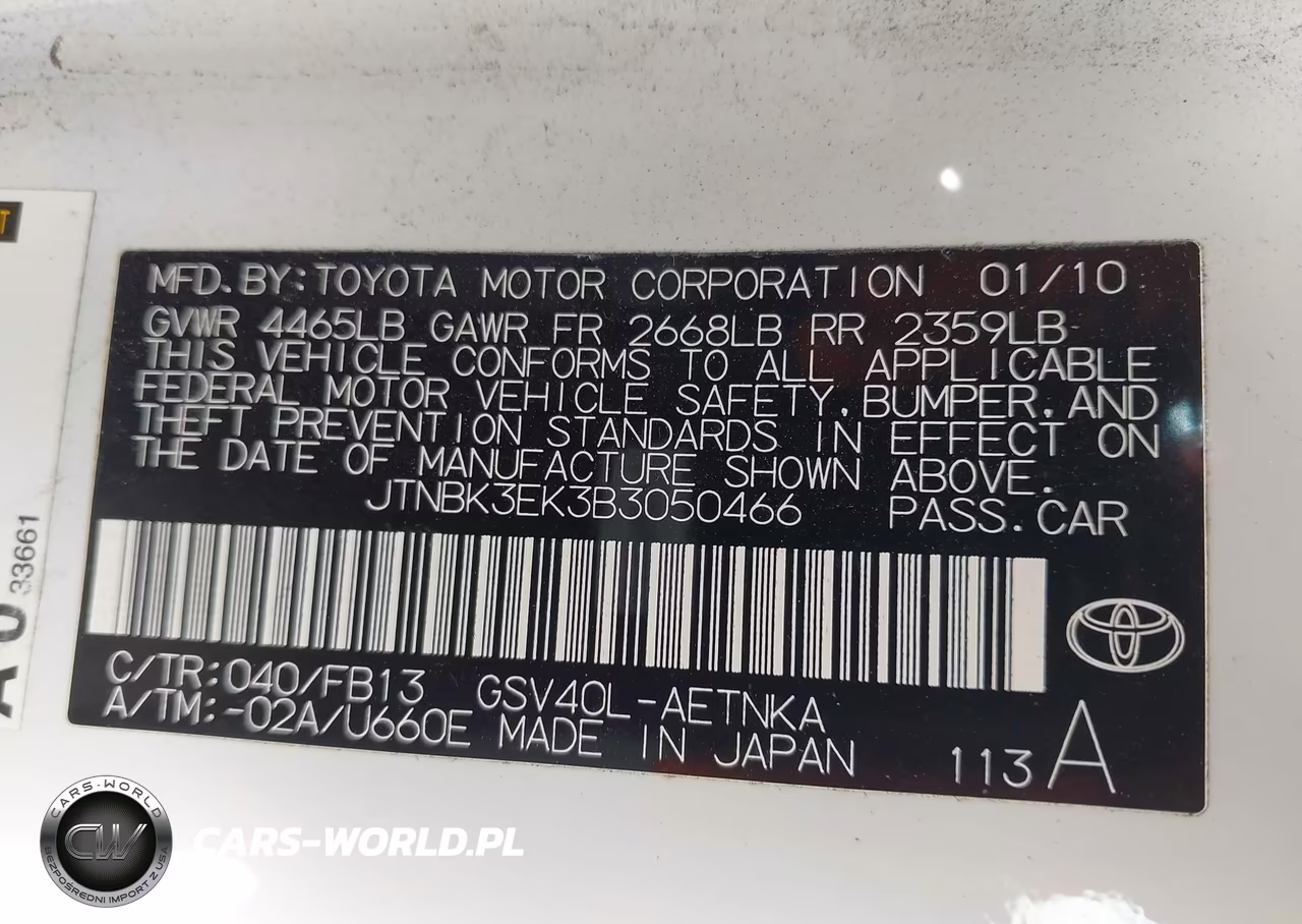 2011 Toyota Camry Le V6 VIN:JTNBK3EK3B3050466 - 9