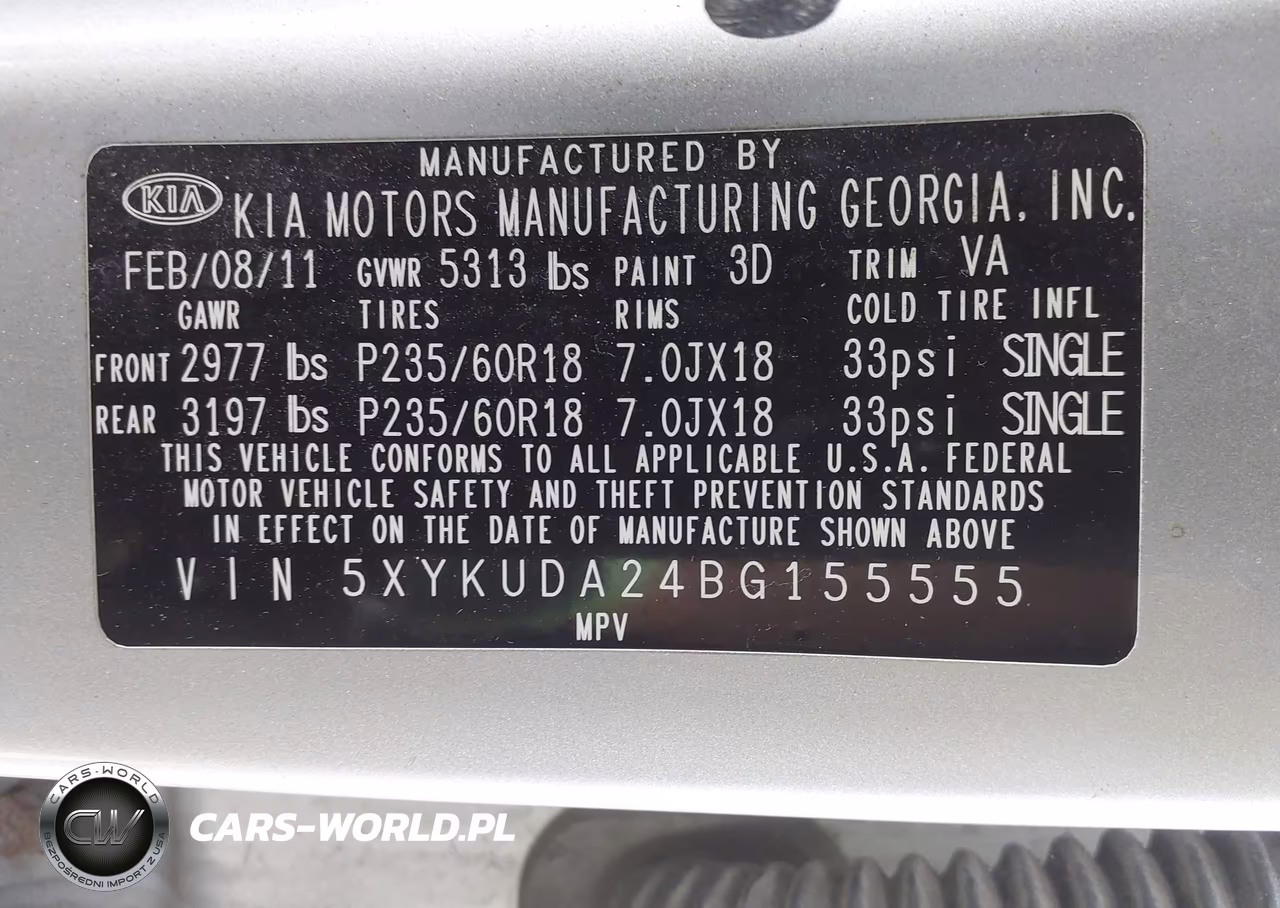 2011 Kia Sorento Ex V6 VIN:5XYKUDA24BG155555 - 9