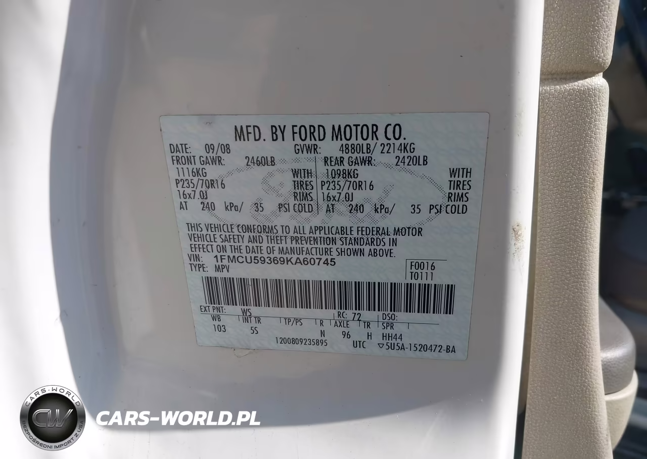 2009 Ford Escape Hybrid Limited VIN:1FMCU59369KA60745 - 9
