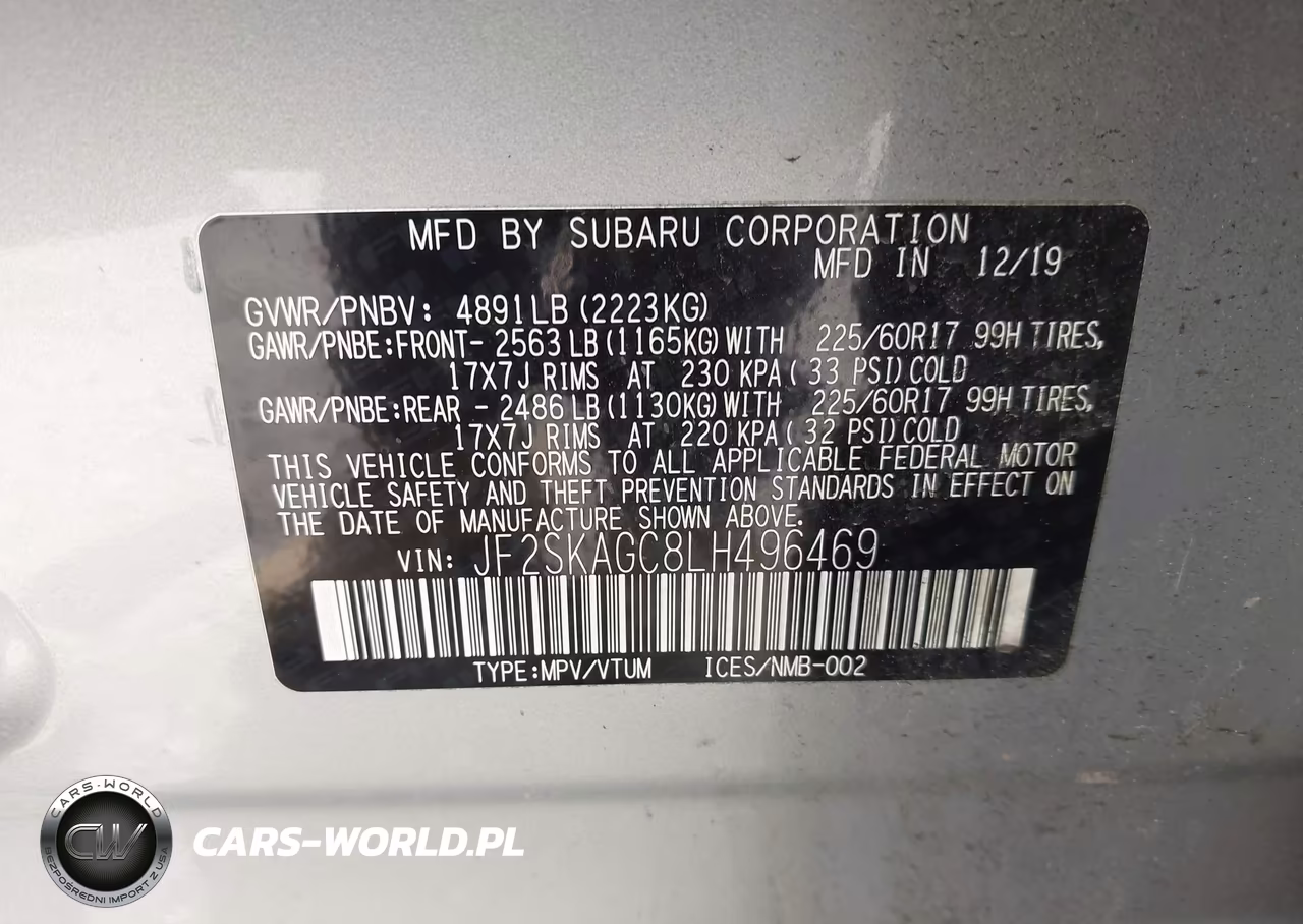 2020 Subaru Forester Premium VIN:JF2SKAGC8LH496469 - 9