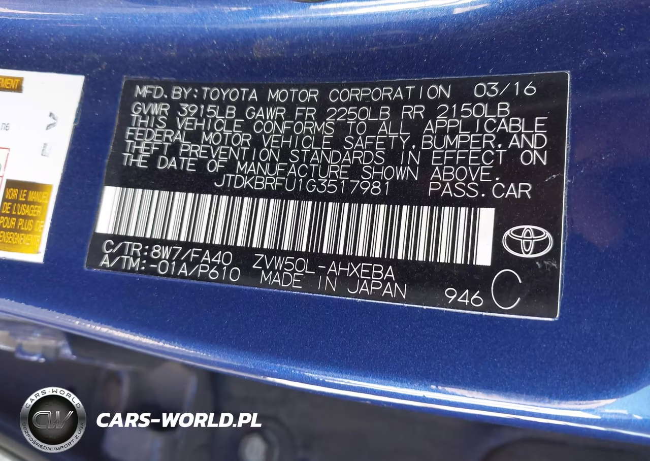 2016 Toyota Prius Two VIN:JTDKBRFU1G3517981 - 9