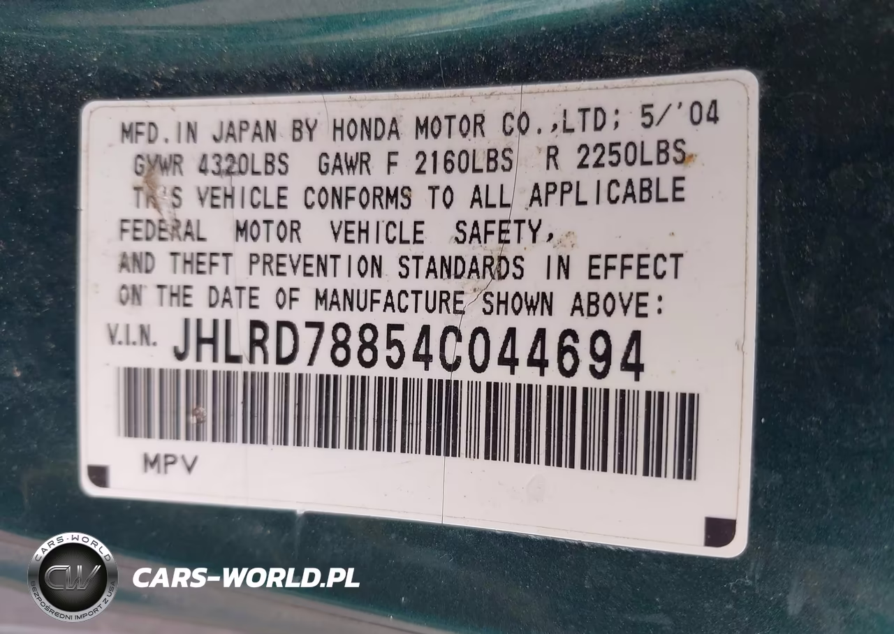 2004 Honda Cr-V Ex VIN:JHLRD78854C044694 - 9