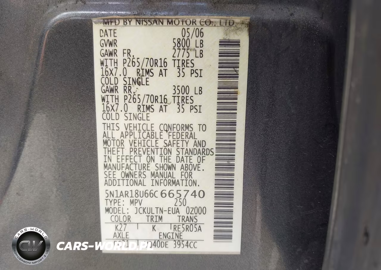 2006 Nissan Pathfinder Se VIN:5N1AR18U66C665740 - 9