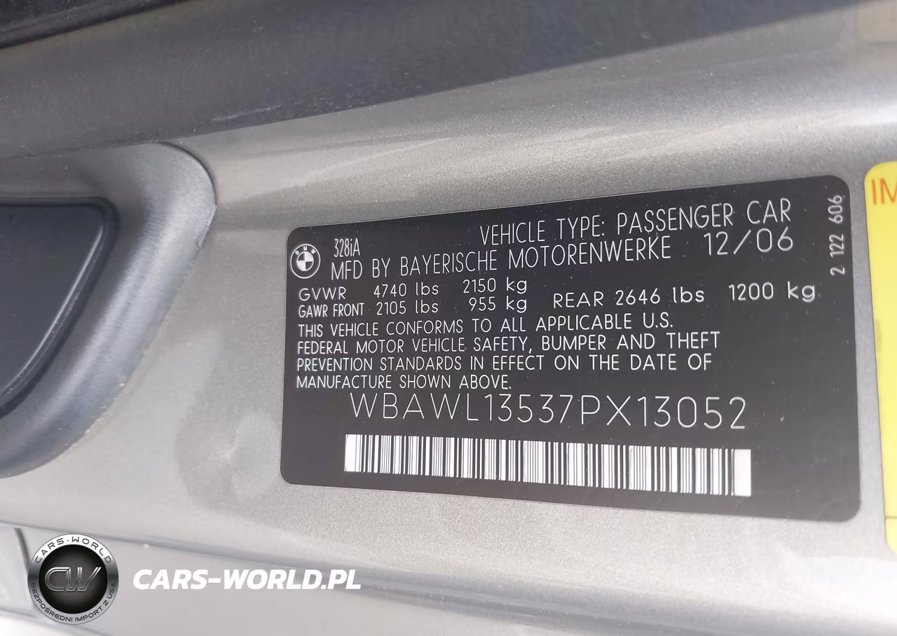 2007 BMW 328I VIN:WBAWL13537PX13052 - 9