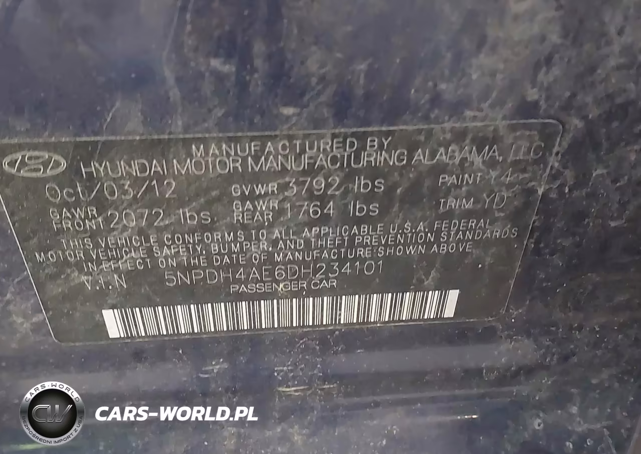 2013 Hyundai Elantra Gls VIN:5NPDH4AE6DH234101 - 9