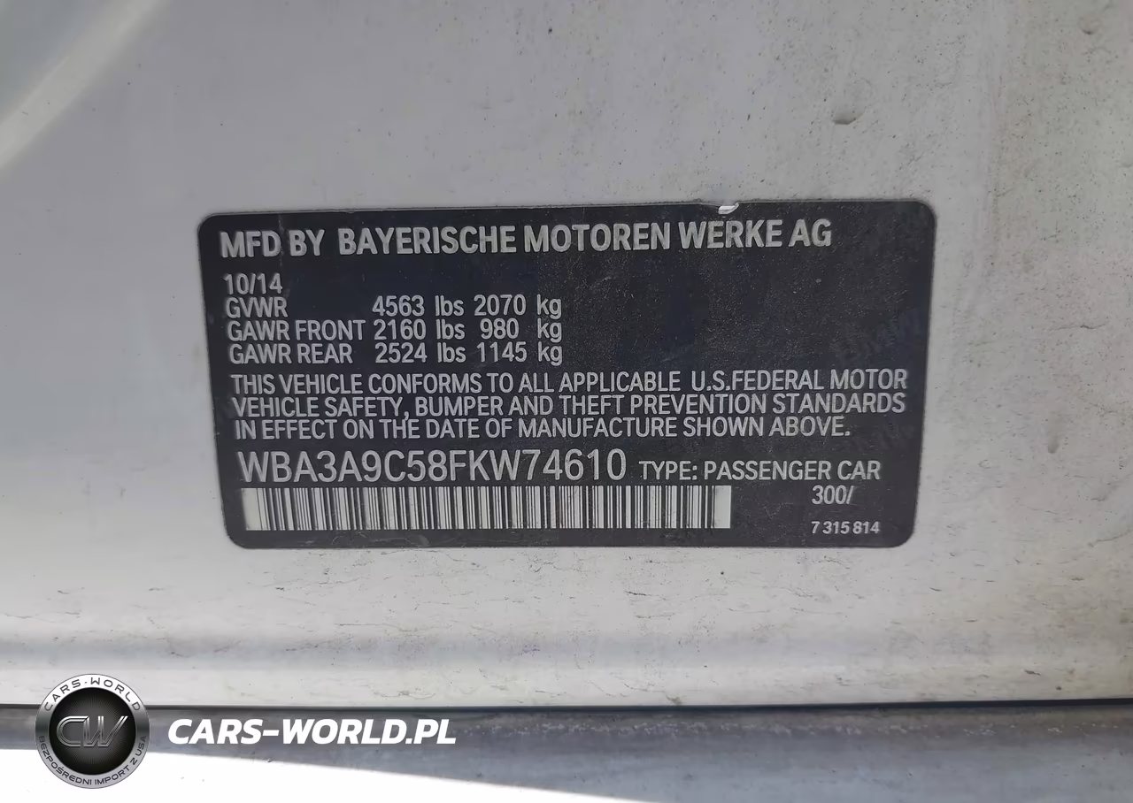 2015 BMW 335I VIN:WBA3A9C58FKW74610 - 9