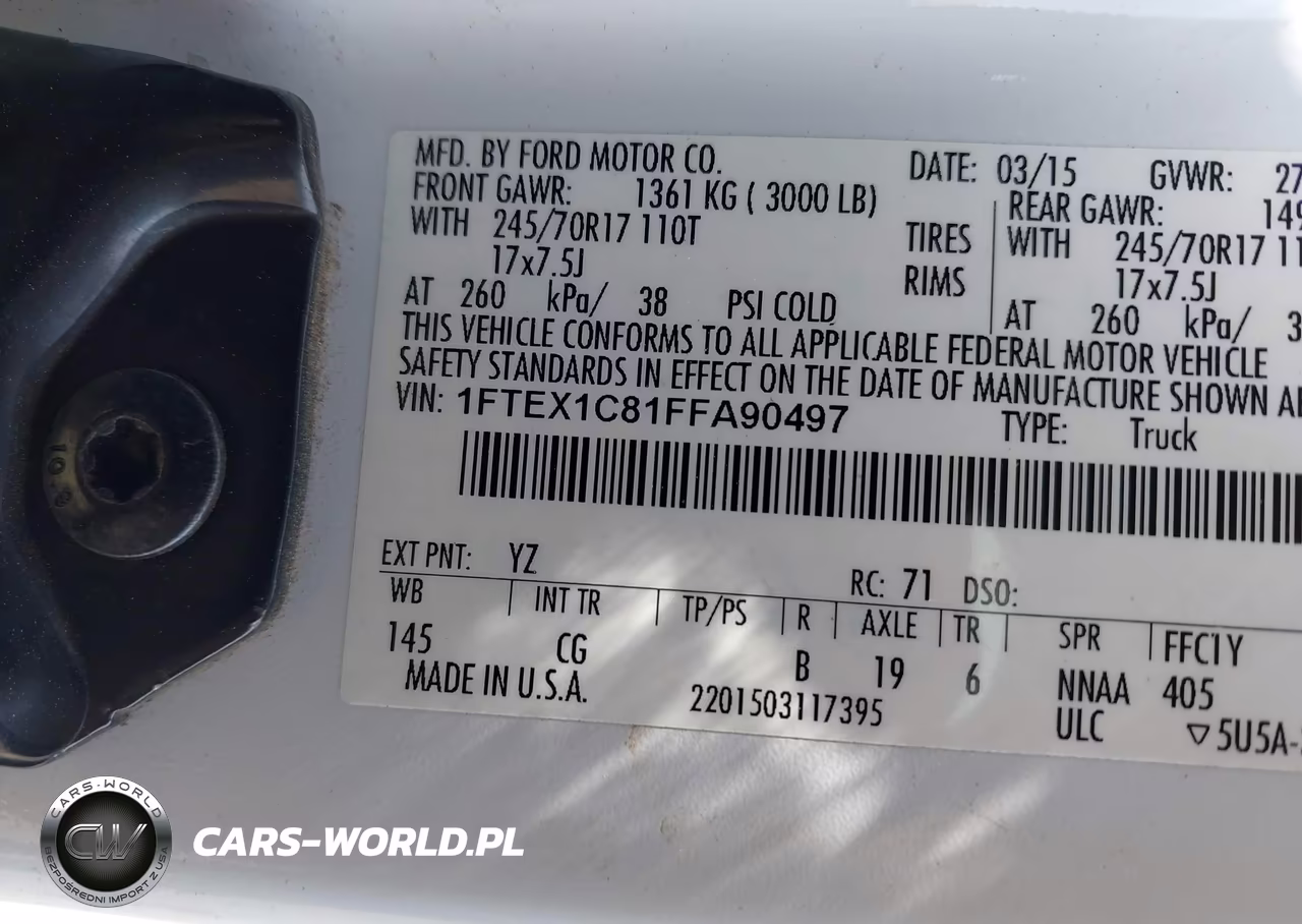 2015 Ford F-150 Xl VIN:1FTEX1C81FFA90497 - 9