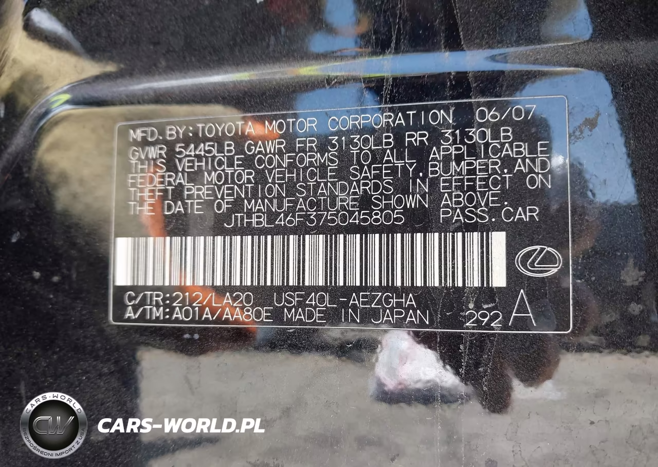 2007 Lexus Ls 460 VIN:JTHBL46F375045805 - 9