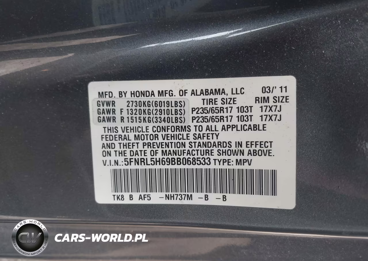 2011 Honda Odyssey Ex-L VIN:5FNRL5H69BB068533 - 9