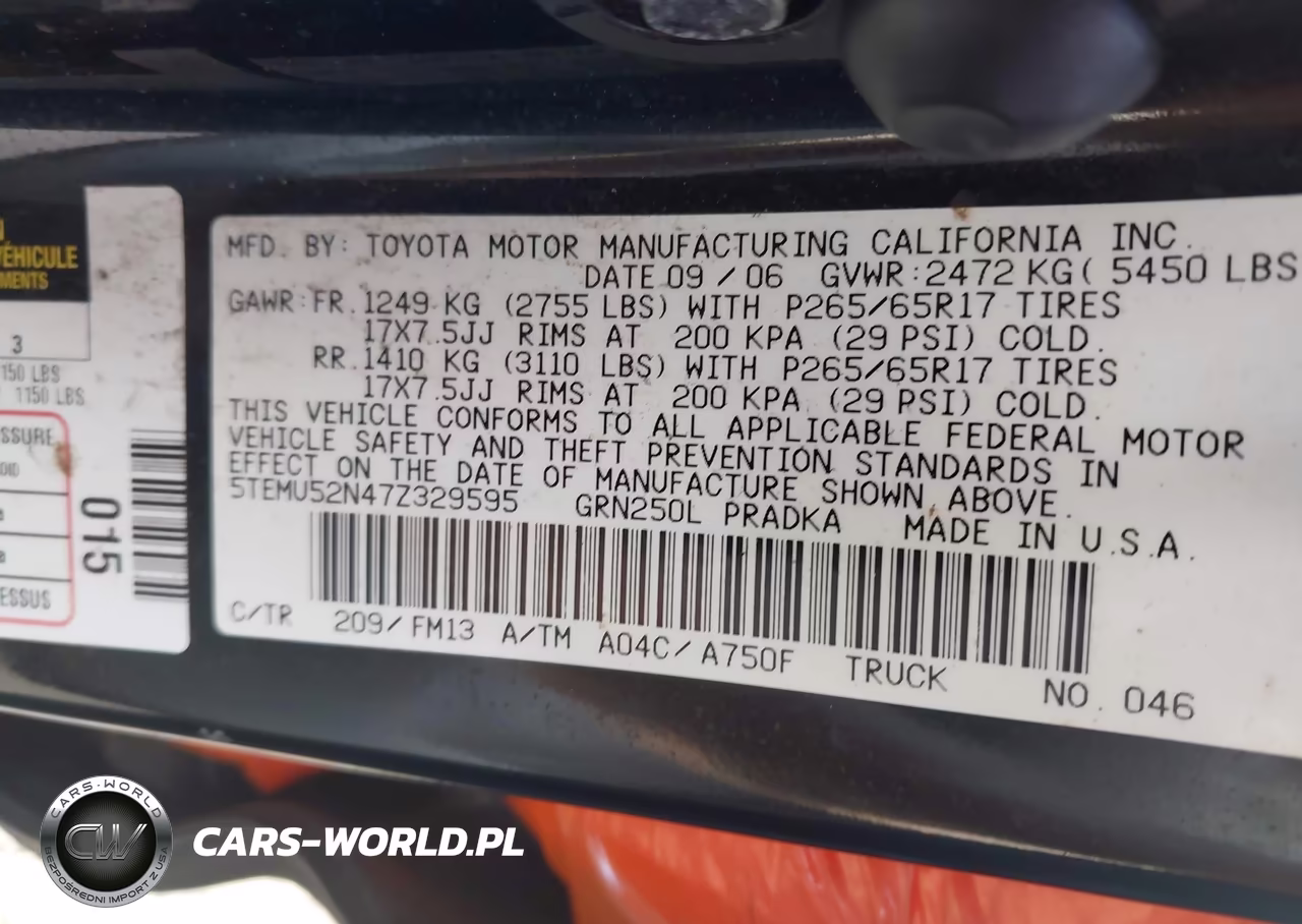 2007 Toyota Tacoma Base V6 VIN:5TEMU52N47Z329595 - 9
