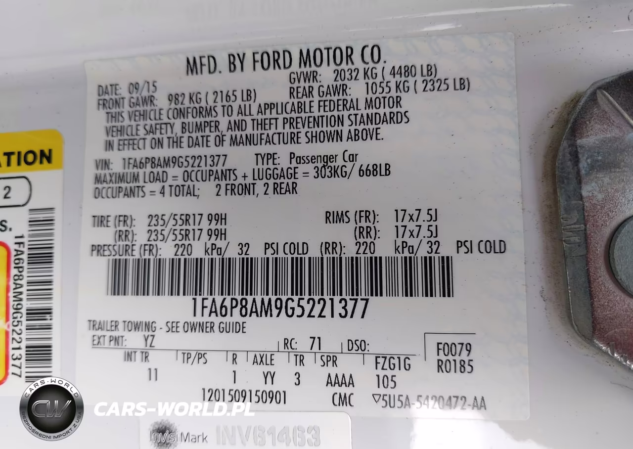 2016 Ford Mustang V6 VIN:1FA6P8AM9G5221377 - 9