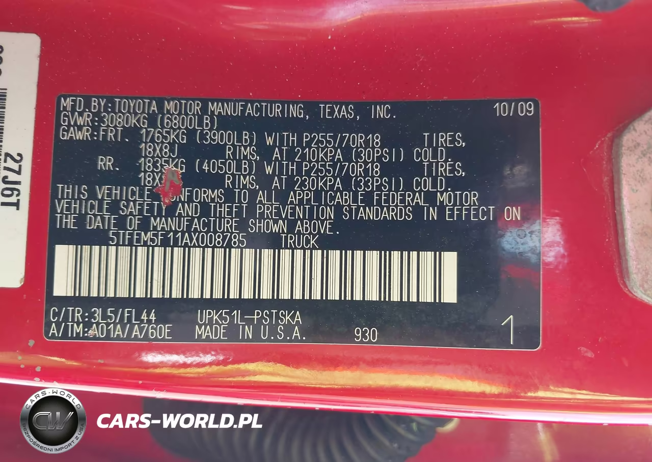 2010 Toyota Tundra Grade 4.6L V8 VIN:5TFEM5F11AX008785 - 9