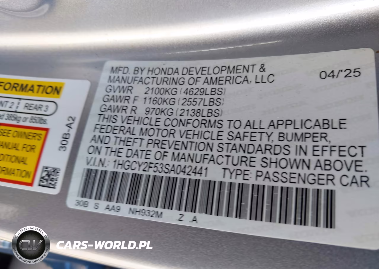2025 Honda Accord Hybrid Sport VIN:1HGCY2F53SA042441 - 9