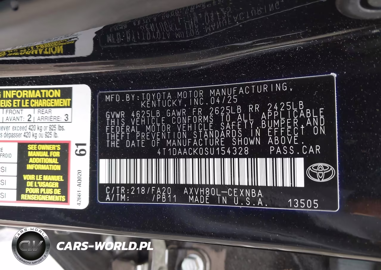 2025 Toyota Camry Le VIN:4T1DAACK0SU154328 - 9