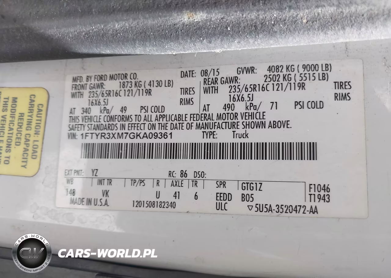 2016 Ford Transit-250 VIN:1FTYR3XM7GKA09361 - 9