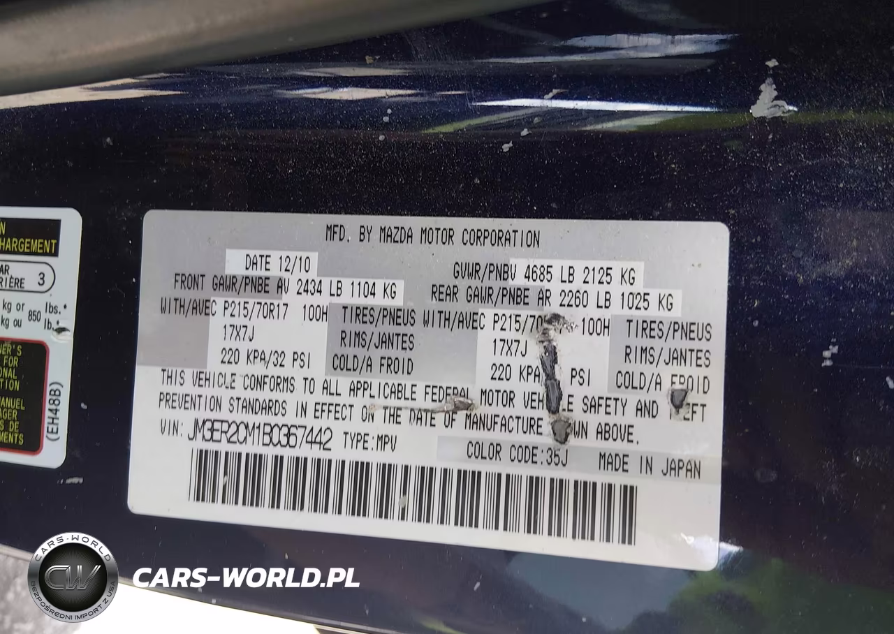 2011 Mazda Cx-7 I Touring VIN:JM3ER2CM1B0367442 - 9
