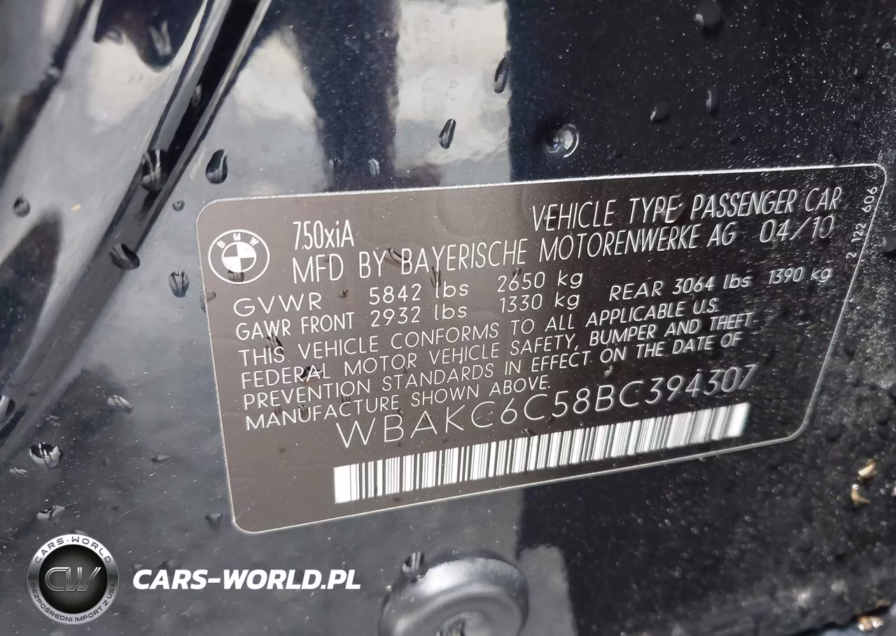 2011 BMW 750I xDrive VIN:WBAKC6C58BC394307 - 9