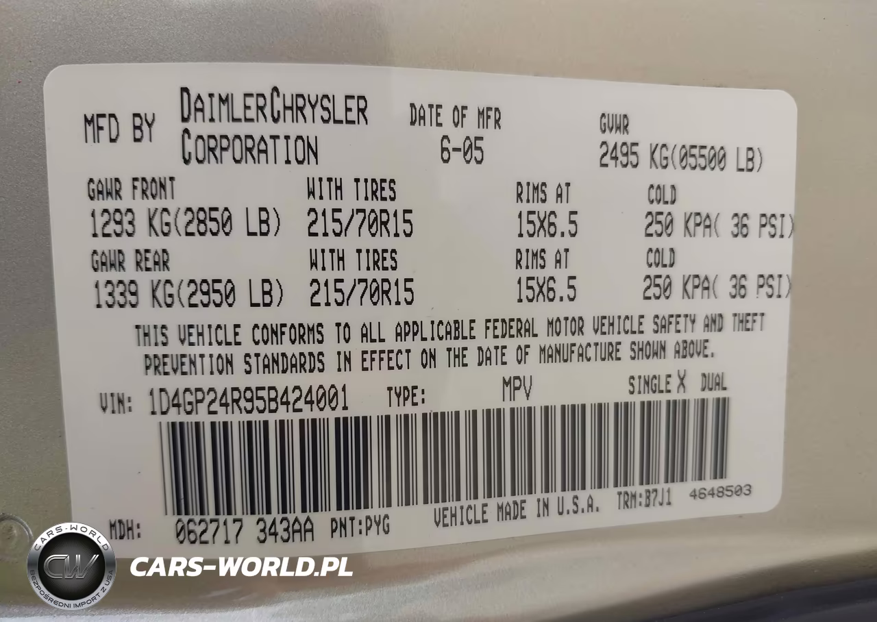 2005 Dodge Grand Caravan Se VIN:1D4GP24R95B424001 - 9