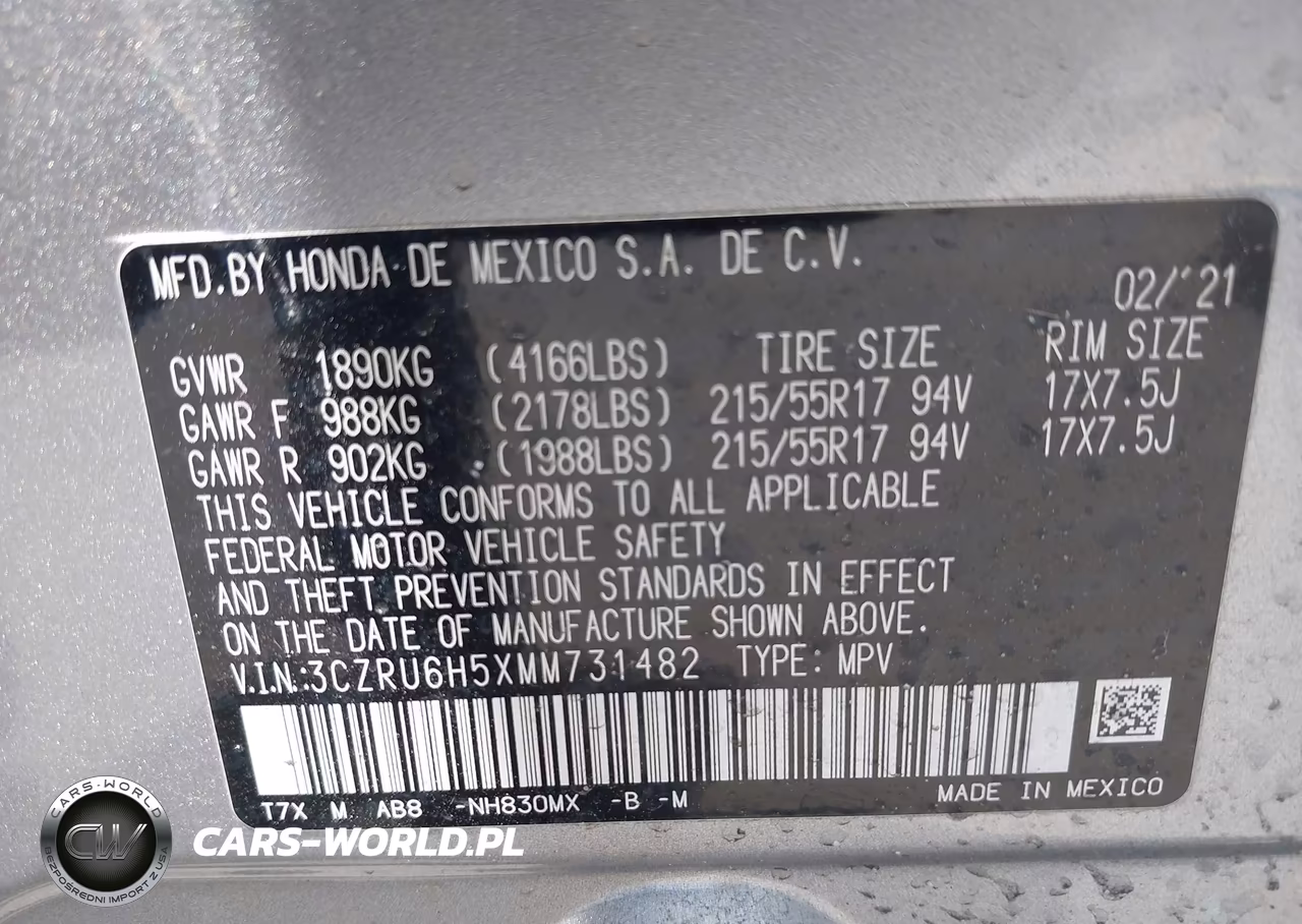 2021 Honda Hr-V Awd Ex VIN:3CZRU6H5XMM731482 - 9