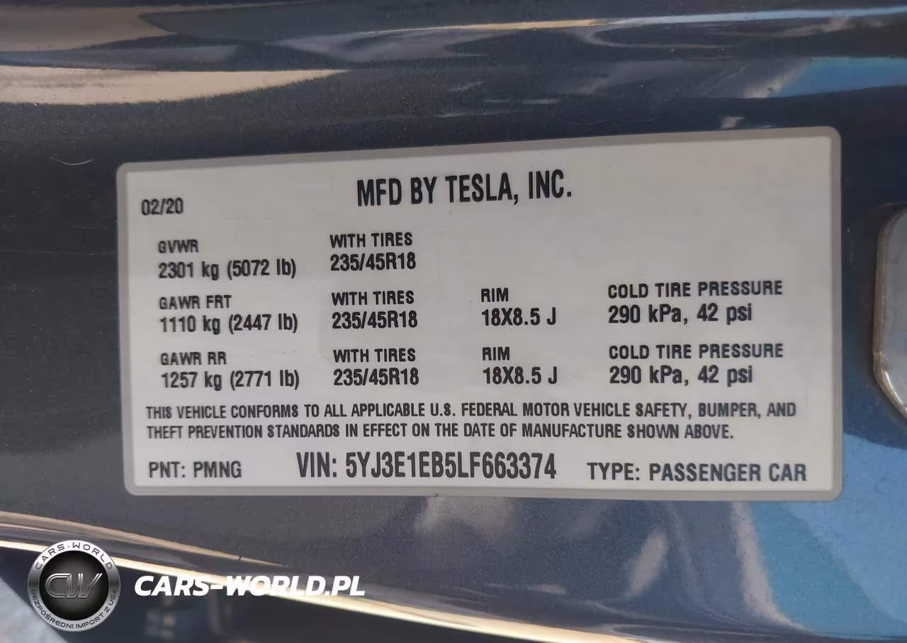 2020 Tesla Model 3 Long Range Dual Motor All-Wheel Drive VIN:5YJ3E1EB5LF663374 - 9