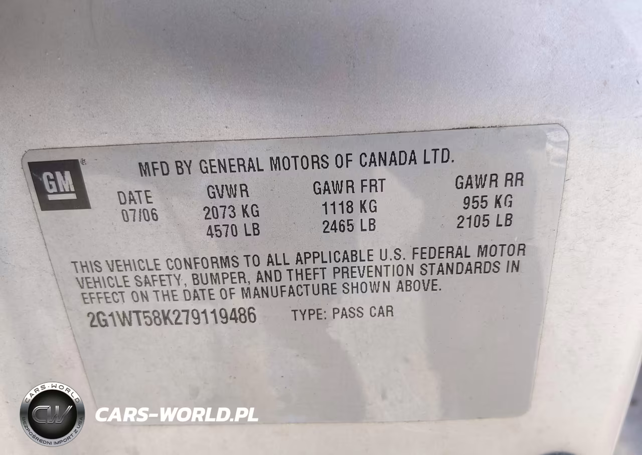 2007 Chevrolet Impala Lt VIN:2G1WT58K279119486 - 9
