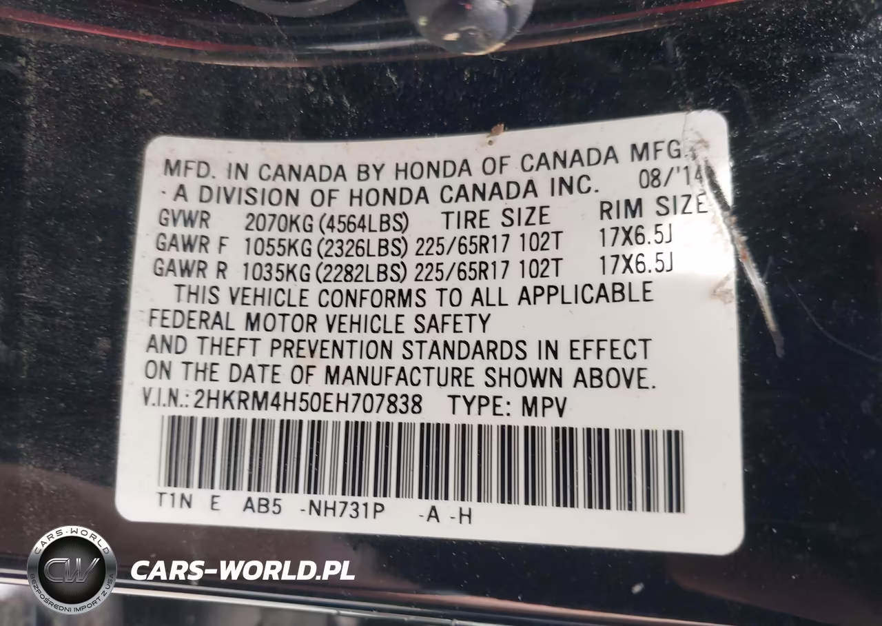 2014 Honda Cr-V Ex VIN:2HKRM4H50EH707838 - 9