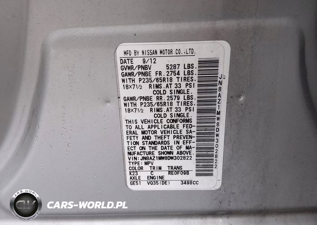 2013 Nissan Murano Sl VIN:JN8AZ1MW8DW302822 - 9