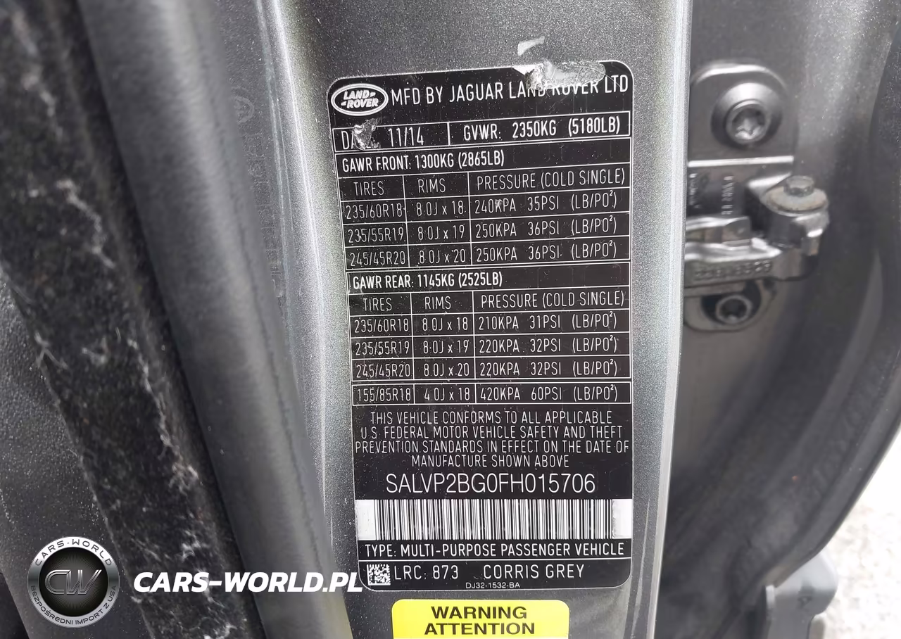 2015 Land Rover Range Rover Evoque Pure VIN:SALVP2BG0FH015706 - 9