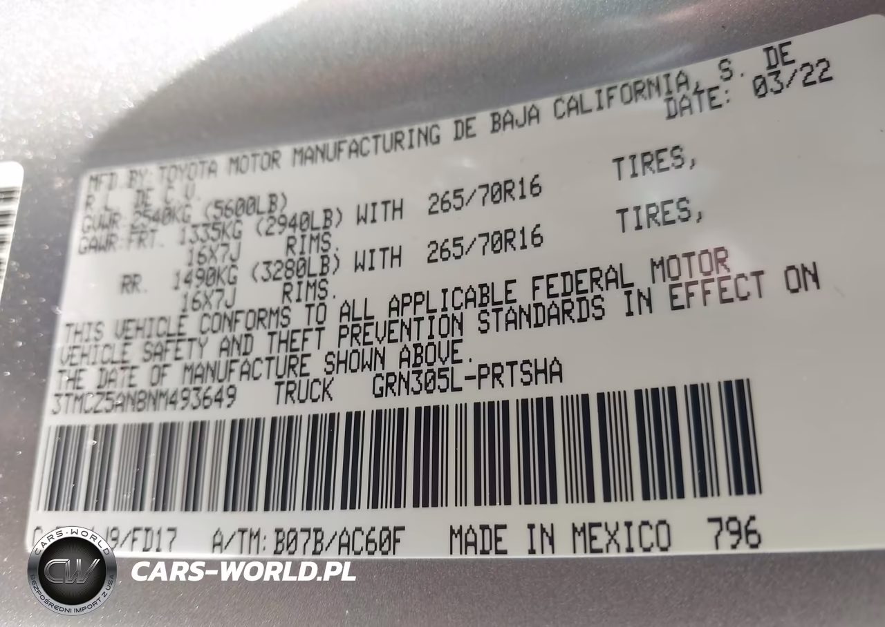 2022 Toyota Tacoma Trd Off Road VIN:3TMCZ5AN8NM493649 - 9
