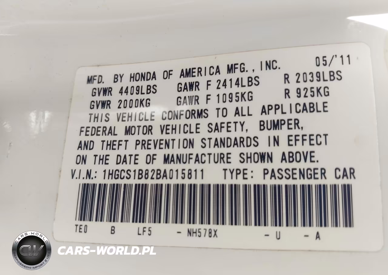 2011 Honda Accord 2.4 Ex-L VIN:1HGCS1B82BA015811 - 9