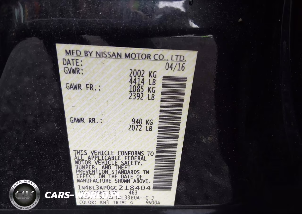 2016 Nissan Altima 3.5 Sl VIN:1N4BL3AP0GC218404 - 9