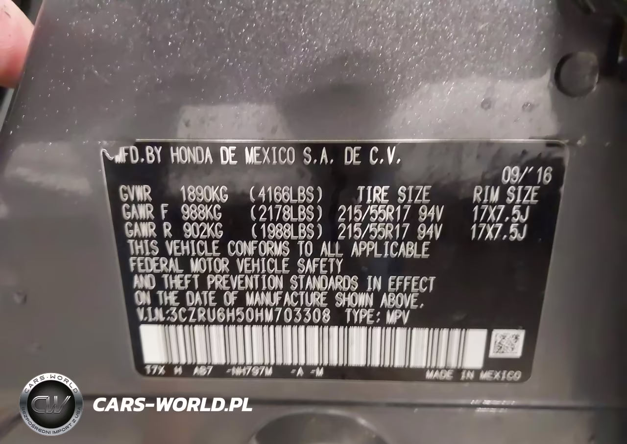 2017 Honda Hr-V Ex VIN:3CZRU6H50HM703308 - 9